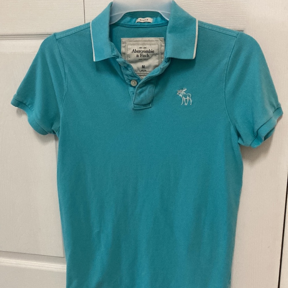 A&F Vintage Men’s Muscle Blue Polo Shirt Sz:M